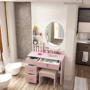 Meuble de chambre à coucher moderne, vente flash, <span class=keywords><strong>pas</strong></span> <span class=keywords><strong>cher</strong></span>, coiffeuse avec miroir, 4 tiroirs, en MDF - Product Image 4