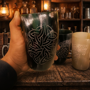 Verre à boire en corne de viking, tasse gravée sur mesure, mug en corne naturelle, tasse à bière médiévale, vaisselle historique artisanale, vente en gros - Product Image 1