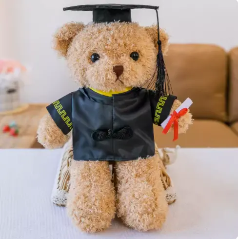 CE/ASTM 2024 mainan boneka beruang Teddy wisuda dekorasi Souvenir beruang Plushie kustom Universitas