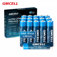 Batterie au lithium légère GMCELL Manufacturer AAA FR03 Li-FeS2 1,5 V 1200 mAh, lot de 16, vente en gros pour serrures intelligentes et manettes de jeu