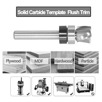 Motif Flush Trim Router Bit Bottom Clearing 3 Flûte, Shank Bearing Downcut Spiral for Temple Trimming -1/4 "Shank