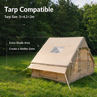 Tente de camping gonflable robuste en Oxford 300D avec structure en A, poteaux de support rapides en PVC, et auvent à arceaux pour glamping, imperméable