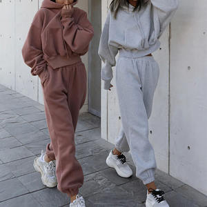 2025 nuovo abbigliamento sportivo da <span class=keywords><strong>donna</strong></span> abbigliamento sportivo abbigliamento da salotto set <span class=keywords><strong>Oversize</strong></span> <span class=keywords><strong>Jogger</strong></span> e felpa con cappuccio 2 pz tuta da ginnastica in cotone da <span class=keywords><strong>donna</strong></span> - Product Image 1