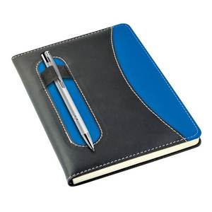 Cuaderno Promocional Azul y Negro Estilo Cuero con Cierre Elástico Tamaño A5 - Product Image 3