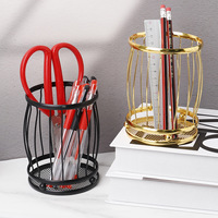 Porte-stylo INS haut de gamme, panier en fer pour vaisselle, support simple pour pinceaux de maquillage, rangement de papeterie de bureau, multifonctionnel, rond/carré