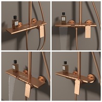 Système de douche encastré haut de gamme en laiton massif, ensemble de douche cascade et pluie mural pour salles de bain d'hôtels de luxe