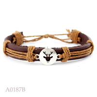 Bracelets en cuir véritable tortue de mer cheval renard bois de cerf éléphant gecko lézard mural chien chat patte cerf dragon tortue