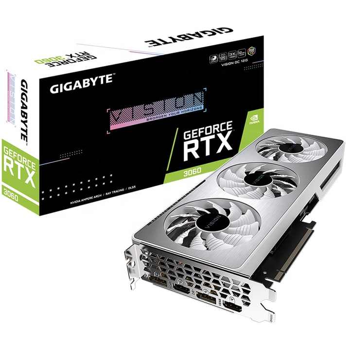 GIGABYTE NVIDIA RTX 3060 VISION OC 12G中古グラフィックカード、12GB  