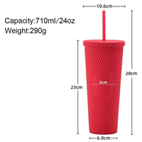 BSBH Nouveau style design moderne Tasse à café en plastique diamantée de 24 oz avec paille et couvercle, réutilisable, emballage cadeau
