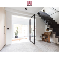 Meilleures ventes : Cloison de séparation en verre pour bureau, porte pivotante d'entrée principale, design minimaliste avec alliage d'aluminium fini et mécanisme à ressort