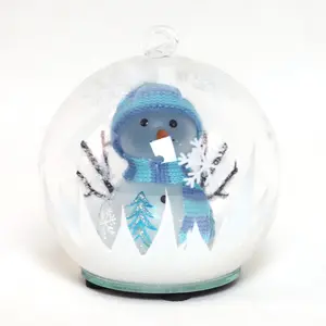 Palline di vetro vuote appese ornamenti di palline rotonde di natale palline di vetro trasparente pupazzo di neve di vetro decorato luce