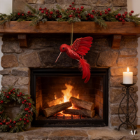 Décorations de Noël personnalisées sur mesure, colibris rétro peints à la main, écologiques, en plumes et polystyrène non toxique CM
