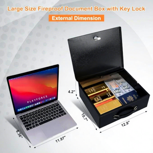 Document Safety <b>Box</b> Home Small Waterproof Fireproof Chest A4 File Safe <b>Box</b> Personal <b>Lock</b> <b>Box</b> - Product Image 4