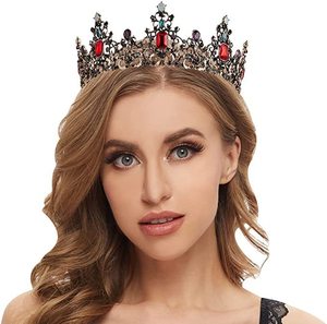 Corona da Regina per Donne - Tiare e Corone Nuziali Barocche, Tiara Gioiello, Accessori per Capelli per Ballo di Fine Anno, Compleanno, Halloween - Product Image 1