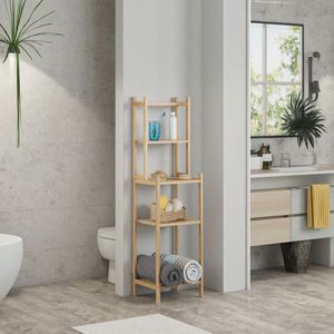 Étagère de rangement en bambou à 5 niveaux, colonne étroite pour espaces restreints, finition laquée, pour salle de bain, cuisine, salon - Product Image 2