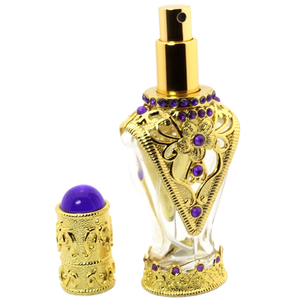 <b>50ml</b> Empty Gold Glass Perfume <b>Bottle</b> With Screw Cap And Decal For Arabian Indian Turkish Style - Product Image 1