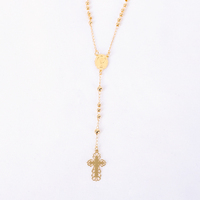Collier catholique en acier inoxydable, Vierge Marie, alliage de cuivre doré, collier religieux avec chaîne en forme de croix