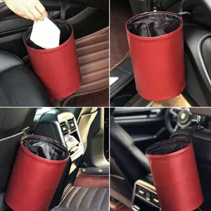 Multifunctional Car Trash Bag Waterproof Foldable Hanging Bin Stocked Round Car Garbage Waste Basket For Home Use