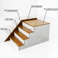 Pédale d'escalier et contremarche en teck haut de gamme personnalisées, de style moderne, pour un espace d'escalier vertical haut et bas à l'intérieur