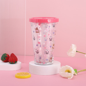 Lightweight 16oz <b>Plastic</b> Tumbler Double Wall Portable <b>Straw</b> Cup Leak Proof Coffee <b>Drinking</b> Cup Shatterproof Insulated Tumbler - Product Image 1