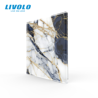 Livolo – Plaque de couverture d'interrupteur mural en verre trempé de luxe avec motif marbre personnalisé pour la décoration de maisons et villas