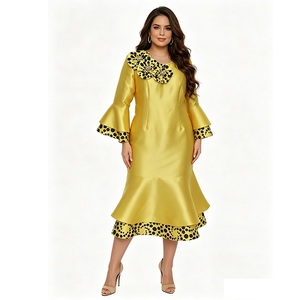 Vestido de Mujer Elegante e Informal, Estampado Floral, Tejido de Poliéster de Alta Calidad, con Spandex, Tallas Grandes, Brocado - Product Image 2