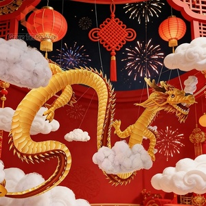 Drago Gonfiabile Gigante da Esterno per Capodanno, Drago Dorato Sospeso per Decorazioni di Centri Commerciali e Piazze per il Festival di Primavera - Product Image 1
