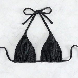 Nuevo top de bikini con cuello halter en color azul, hecho de tela especial, estilo europeo y americano, perfecto para vacaciones. - Product Image 3