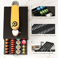 Organisateur de tiroir pour dosettes de café, support de rangement en acier au carbone pour comptoir de cuisine, étagère sous armoire pour capsules avec plateau en PP