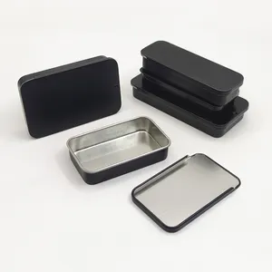 Guangzhou Manufacturer Make Matte Black Square Packing Container Jar 100ml Rectangle Tins Boxes For Loose Tea