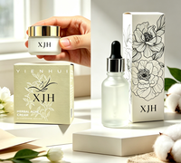 Boîte d'emballage cosmétique minimaliste à double pliage, personnalisée avec gaufrage et estampage à chaud, pour l'emballage de flacons de sérum et d'huile de soin de la peau