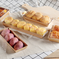 Boîtes en papier kraft avec couvercle en plastique pour plats à emporter pour gâteau, sushi, sandwich, aliments pour bébés, croustilles, laminage mat, gaufrage