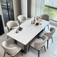 Ensemble table et chaises rectangulaires en bambou de luxe léger pour petit appartement