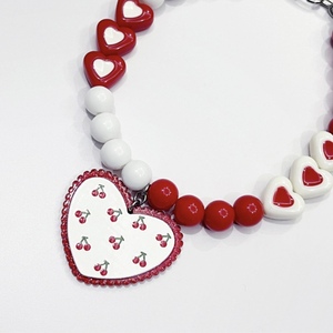 Grosir kalung anjing rantai hati ceri kalung anjing kecil perhiasan hewan peliharaan mewah Aksesori kerah - Product Image 3