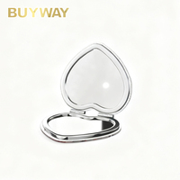 Miroir de maquillage portable en forme de cœur en cuir PU compact double face personnalisé Private Label Sac à main de voyage Miroir de poche Espejos