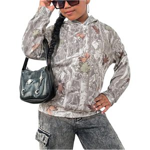 RoseSeek Sweat-shirt à capuche camouflage pour fille, à manches longues, respirant, en tricot, décontracté pour femme - Product Image 1
