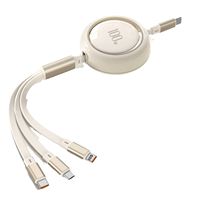 Câble de charge rapide 3-en-1 100W USB-C vers USB-C, câble de données et de charge rétractable plat pour iPhone 17 et Android