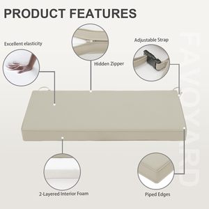 Coussin de chaise en rotin extra long et épais, sur mesure, pour extérieur, rectangulaire, en éponge, imperméable, en mousse, pour banc de patio, canapé simple - Product Image 2