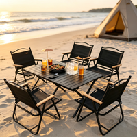 Table de pique-nique pliable et portable en acier au carbone thermolaqué, ultra-légère, disponible en plusieurs tailles, pour le camping en plein air