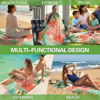 Tropical Seaside Quick Dry Modern Cartoon Coconut Tree Print Holiday Pool Beach Bath Towel