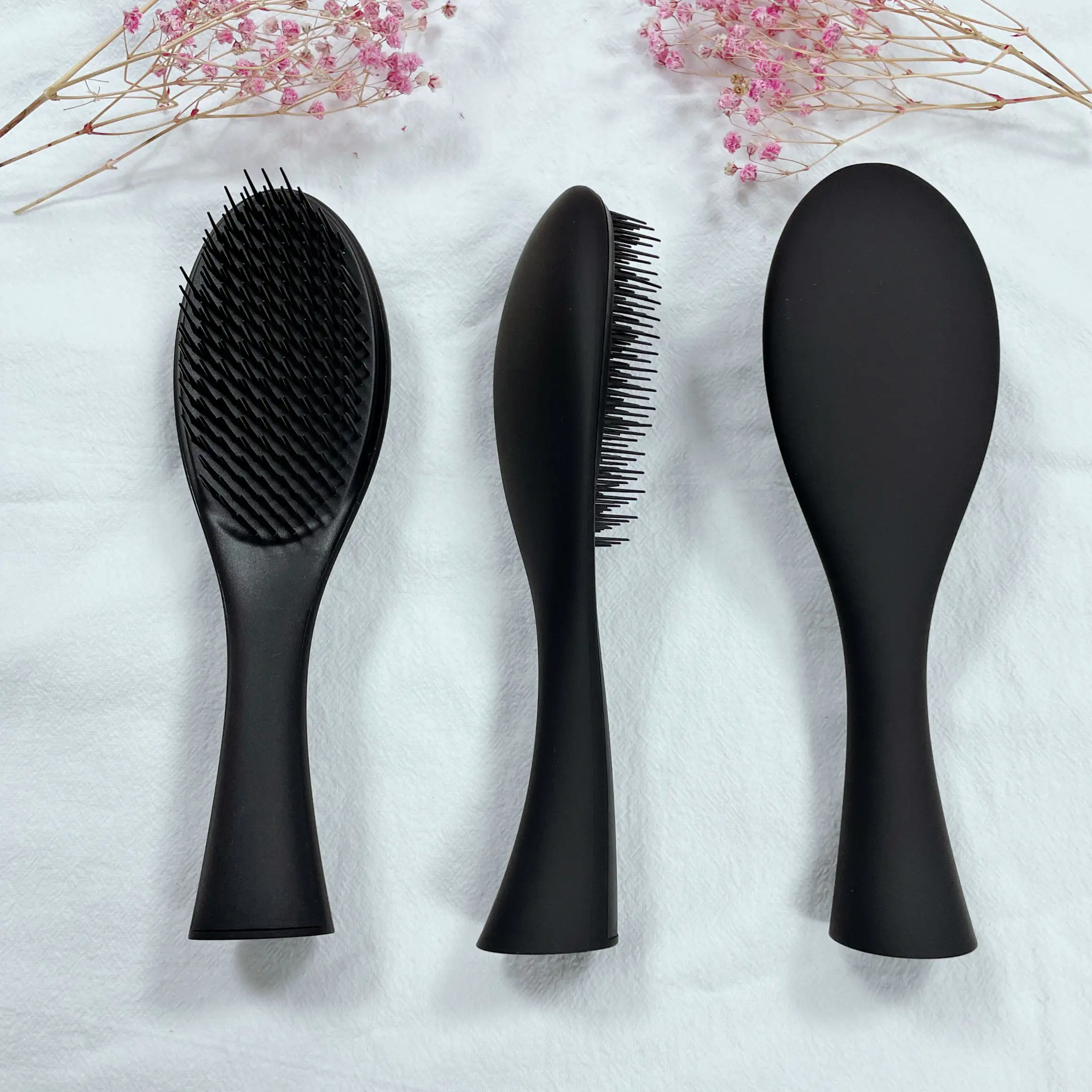 economical Electroplate egg Detangling Hair Brush with chrome finish,customized egg brush package is welcome