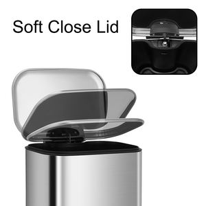 Tempat sampah logam rumah tangga kustom Pedal kaki tempat sampah dapur baja antikarat dengan tutup untuk rumah kantor - Product Image 2