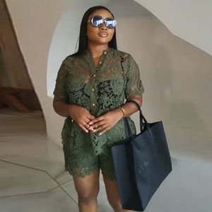 Conjunto de 2 Piezas para Mujer, Verano 2025, Cuello Alto, Top y Shorts de Cintura Alta con Encaje, Ropa Americana al por Mayor - Product Image 6