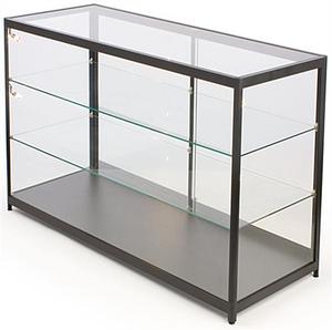 Full Vision Smoke Shop Glass Display Showcase With LED Light Glass Cabinet Display Glass Showcase