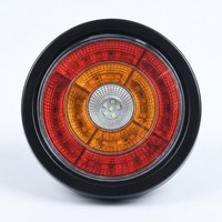 Feu arrière LED rond concentrique, anneau de signalisation type 'œil de taureau' avec passe-câble en caoutchouc, rouge, ambre, blanc, 12-24V, pour camions semi-remorques et remorques, fonctions Stop, Clignotant, Marche arrière