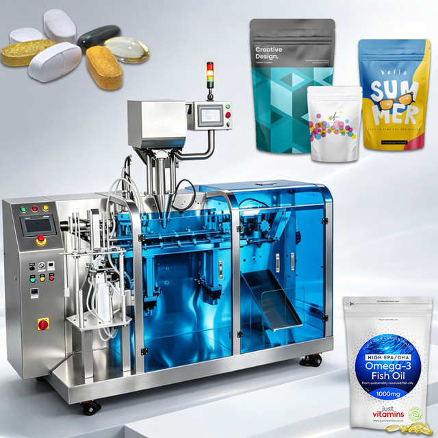 Automatic Counting Tablets Sachet Filling Packing Machine 50pcs 100pcs Vitamin Gummy Fish Oil Pills Pouch Bag Packing Machine