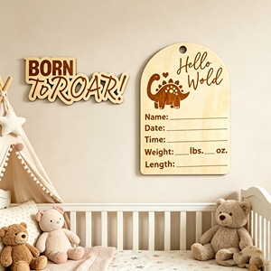 Disques de jalons de développement pour bébé de 12 mois, thème dinosaure, en bois, avec panneau d'<span class=keywords><strong>annonce</strong></span> de naissance, pour cadeau de baby shower et décoration intérieure - Product Image 3