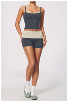 Ensemble 2 pièces pour femmes, débardeur à double bretelle, short taille haute, vêtements de sport pour yoga, gym, fitness