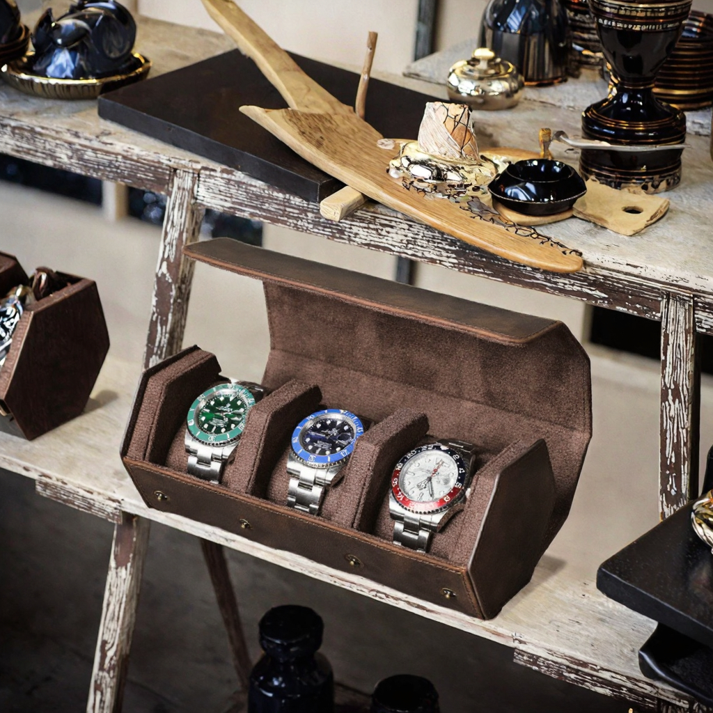 watch case leather crazy horse