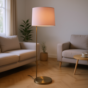 Lámpara de pie de lujo Db Zenith con base de latón, pantalla de lino rosa, luz LED, estilo escandinavo para sala de estar - Product Image 2